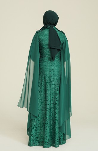 Lace V-neck Evening Dress 8113-06 Emerald Green 8113-06