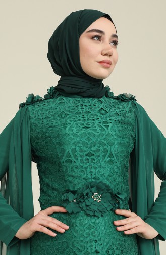 Abendkleid mit Spitzen Beschichtung 8113-06 Smaragdgrün 8113-06