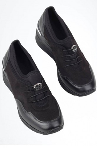 Dolgu Tabanlı Esnek Siyah Spor Ayakkabı Sneaker Stonestar Siyah
