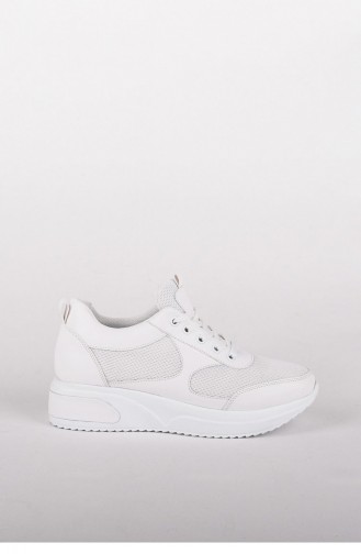 Beyaz Dolgu Topuklu Sneaker Baskılı Spor Ayakkabı Mildy Beyaz