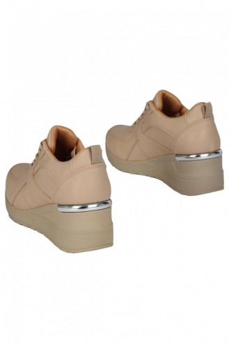 Ten Dolgu Topuklu Sneaker Bağcıklı Spor Ayakkabı Pily Ten