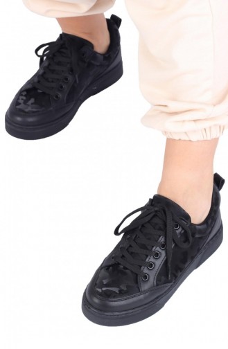 Siyah Sneaker Kamuflaj Desenli Spor Ayakkabı Kilia Siyah