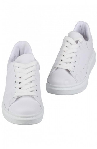 Beyaz Kalın Tabanlı Sneaker Günlük Spor Ayakkabı Que Beyaz