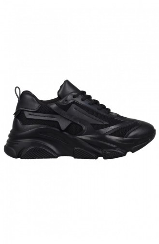 Siyah Kalın Tabanlı Sneaker Günlük Spor Ayakkabı Mashi Siyah