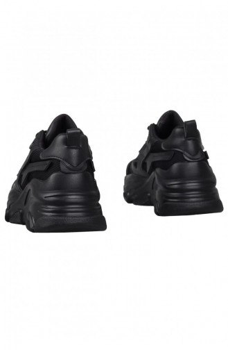 Siyah Kalın Tabanlı Sneaker Günlük Spor Ayakkabı Mashi Siyah