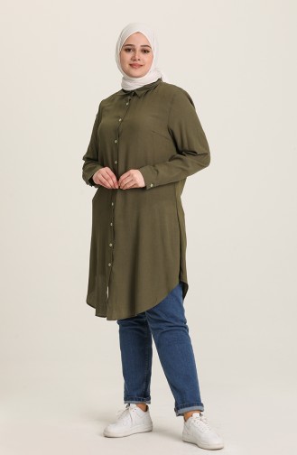 Düğmeli Tunik 6560-02 Haki