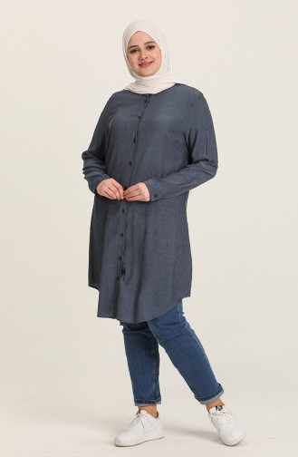 Düğmeli Tunik 6560-05 Kot Mavi