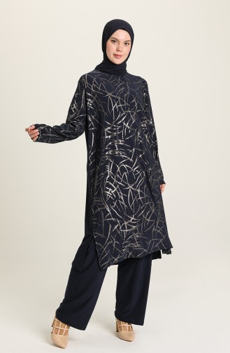 Sandy Varak Desenli Pantolon Takim 6001-02 Lacivert