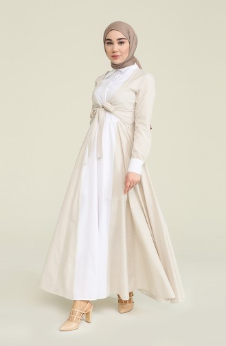 Beige Hijab Dress 1011-02