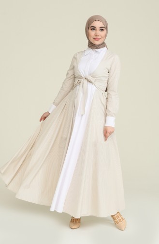Beige Hijab Dress 1011-02