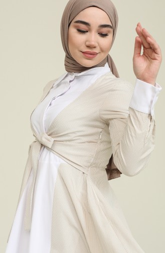 Beige Hijab Dress 1011-02