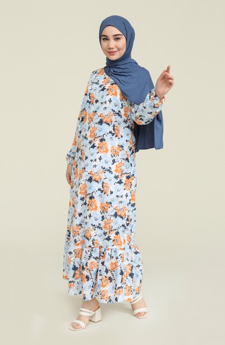 Blau Hijab Kleider 15036-02