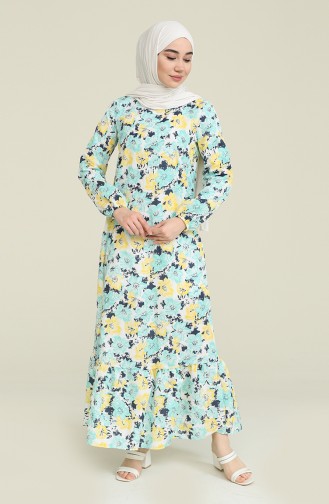 Grün Hijab Kleider 15036-06