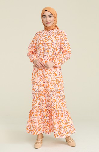 Orange Hijab Dress 15039-03
