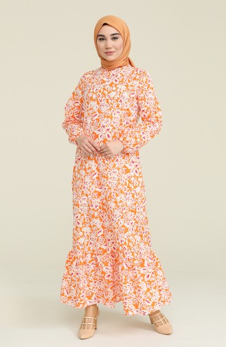 Orange Hijab Dress 15039-03