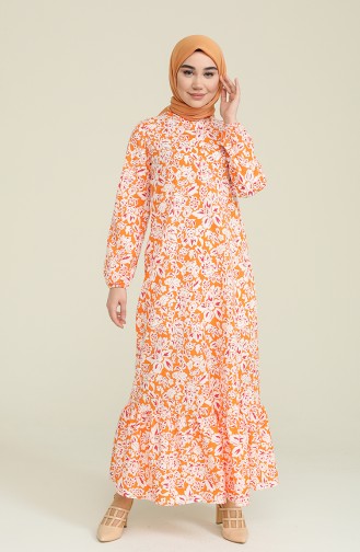 Orange Hijab Dress 15039-03