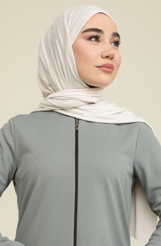 Kolu Lastikli Fermuarlı Ferace 3058-08 Gri