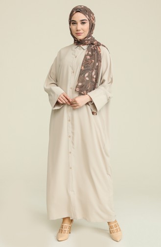 Beige Hijab Kleider 1009-01