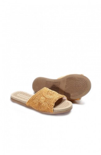 Kadın Düz Terlik 935Za370 Hardal