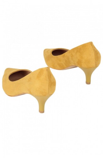 Kadın Hardal Sarısı Süet Stiletto Topuklu Ayakkabı Candy Sarı