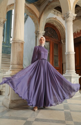 Violet Hijab Evening Dress 3404-06