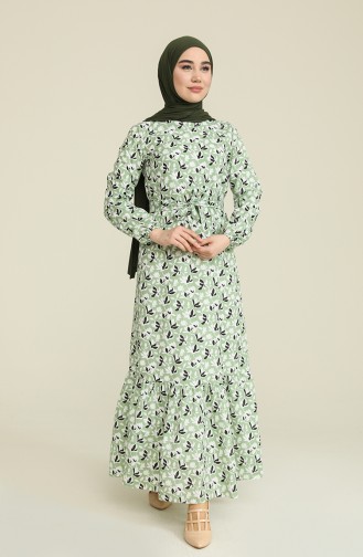 Green Hijab Dress 2062A-01
