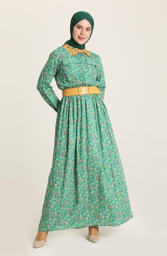 Green Hijab Dress 61936-03