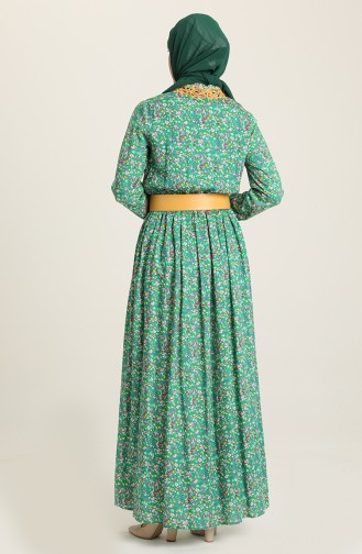 Green Hijab Dress 61936-03