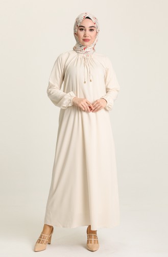 Cream Hijab Dress 1763-02