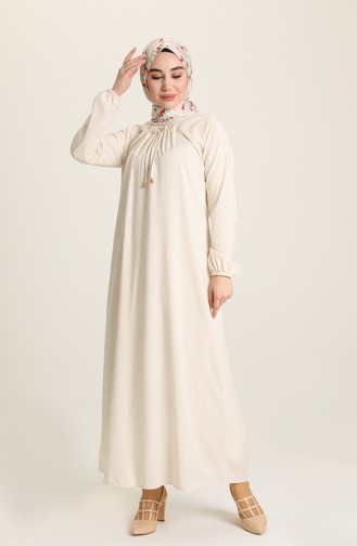 Cream Hijab Dress 1763-02