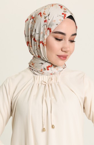 Cream Hijab Dress 1763-02