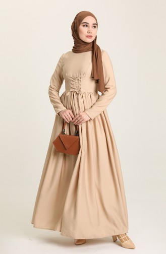 Beige Hijab Dress 228349-05