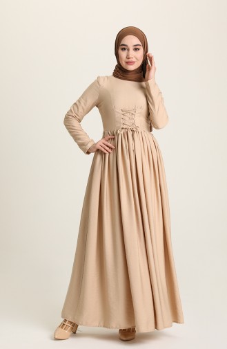 Beige Hijab Dress 228349-05