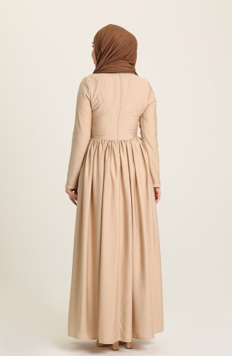 Beige Hijab Dress 228349-05