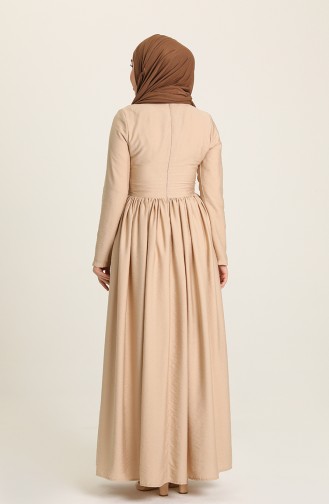 Beige Hijab Kleider 228349-05