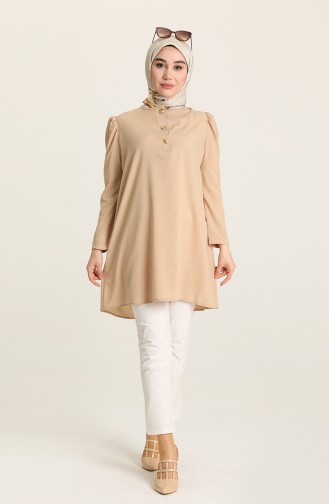 Düğmeli Tunik 1762-01 Vizon