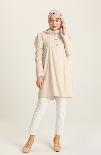 Düğmeli Tunik 1762-02 Krem