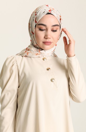 Düğmeli Tunik 1762-02 Krem
