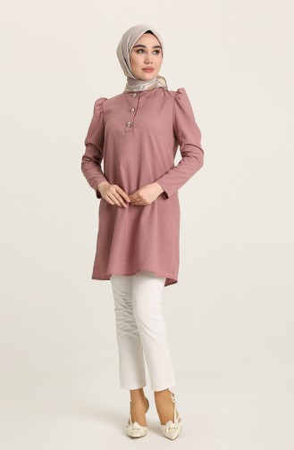 Düğmeli Tunik 1762A-01 Gül Kurusu