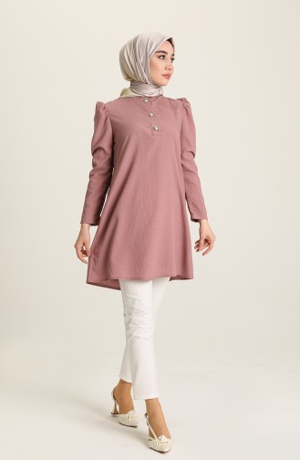 Düğmeli Tunik 1762A-01 Gül Kurusu