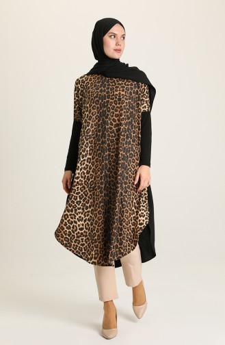 Leopar Desenli Tunik 5000-01 Siyah