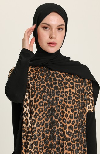 Leopar Desenli Tunik 5000-01 Siyah