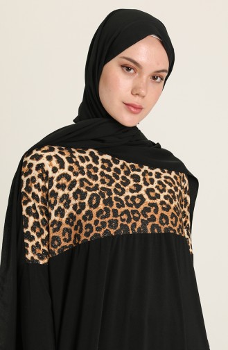 Üst Leopar Desenli Tunik 5001-01 Siyah