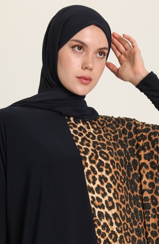 Yarım Leopar Desenli Tunik 5002-01 Lacivert