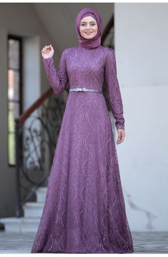 Dusty Rose Hijab Evening Dress 1020-02
