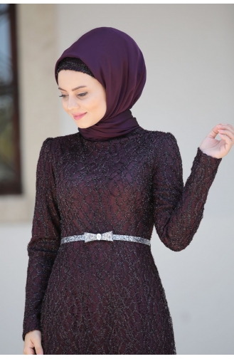 Zwetschge Hijab-Abendkleider 1020-03