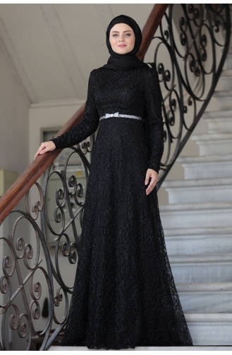 Schwarz Hijab-Abendkleider 1020-05
