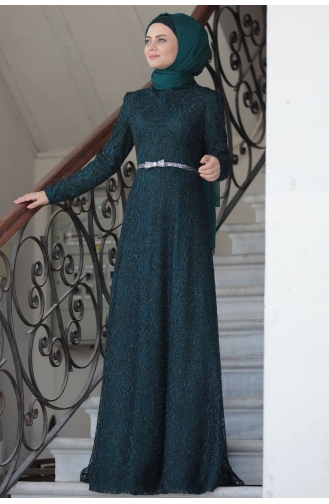 Smaragdgrün Hijab-Abendkleider 1020-06