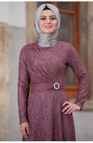Dusty Rose Hijab Evening Dress 1022-02