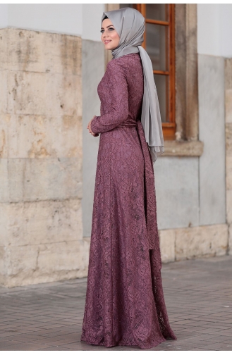 Dusty Rose Hijab Evening Dress 1022-02